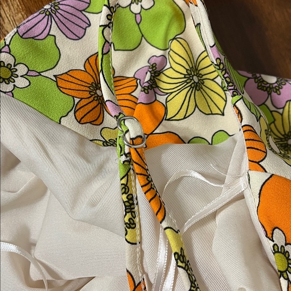 Zara Retro Floral Mini Dress Size Medium - Picture 7 of 7